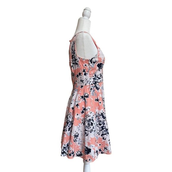 Bailey Blue Pink Floral Print Sleeveless Fit Flare Women Size Large Mini Dress - Picture 2 of 16